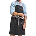 hedley & bennett Essential Apron - Professional Chef Apron with Pockets - Kitchen Apron for Men - Grilling Apron - Chef Aprons for Men - Apron for Women - 8oz 100% Cotton Denim Fabric - Oyster Grey