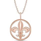 AFFY Fleur-de-lis Pendant Necklace – 14K Gold Over Sterling Silver, Dainty Jewelry Gift for Women, 18" Chain Included
