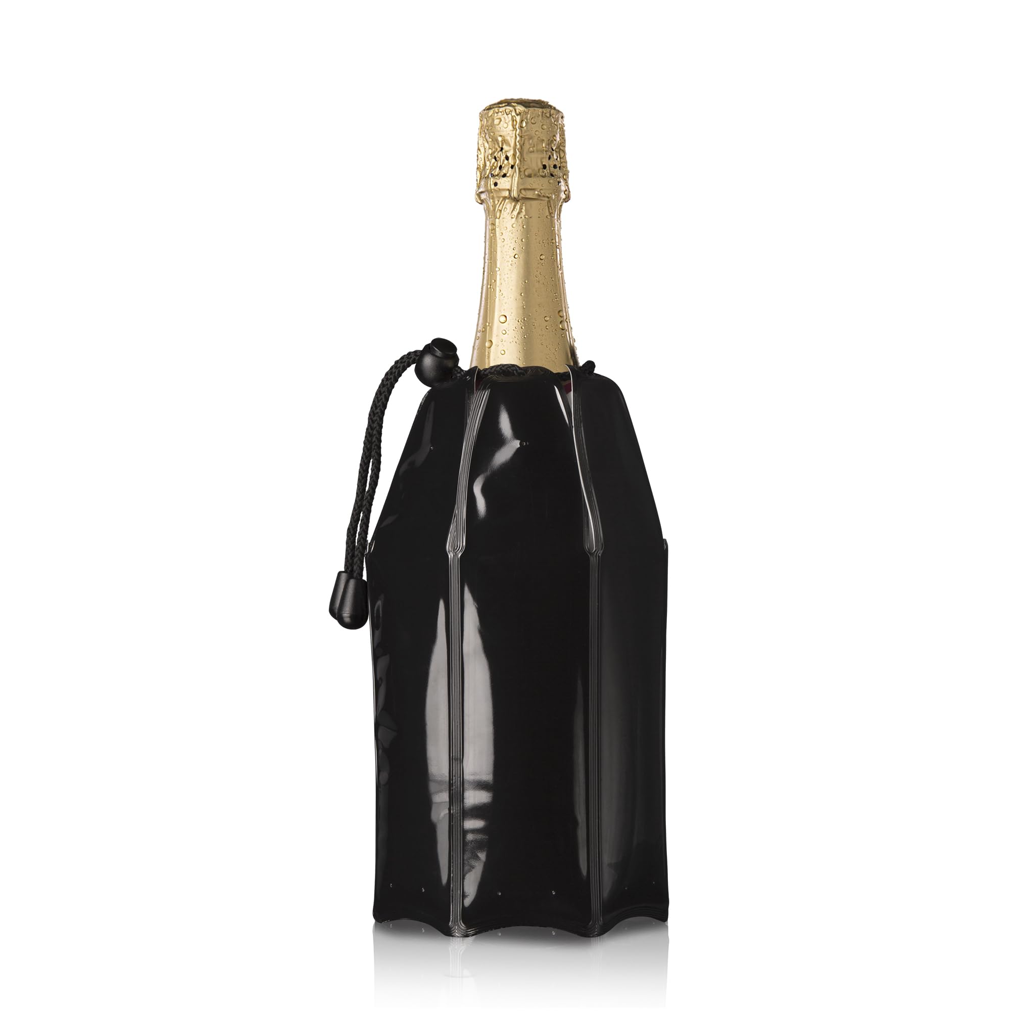 Vacu Vin Champagne Cooler Sleeve – Flexible Black Bottle Chiller for Sparkling Wine – Active Cooling Ice Sleeve – Reusable, Portable & Stylish – Fits Standard Champagne Bottles — image 1