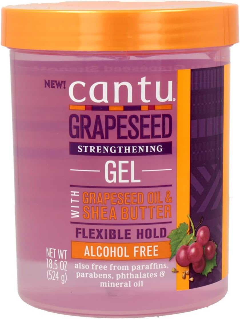 Cantu Grapeseed Styling Gel 524g – Flexible Hold, No Flaking