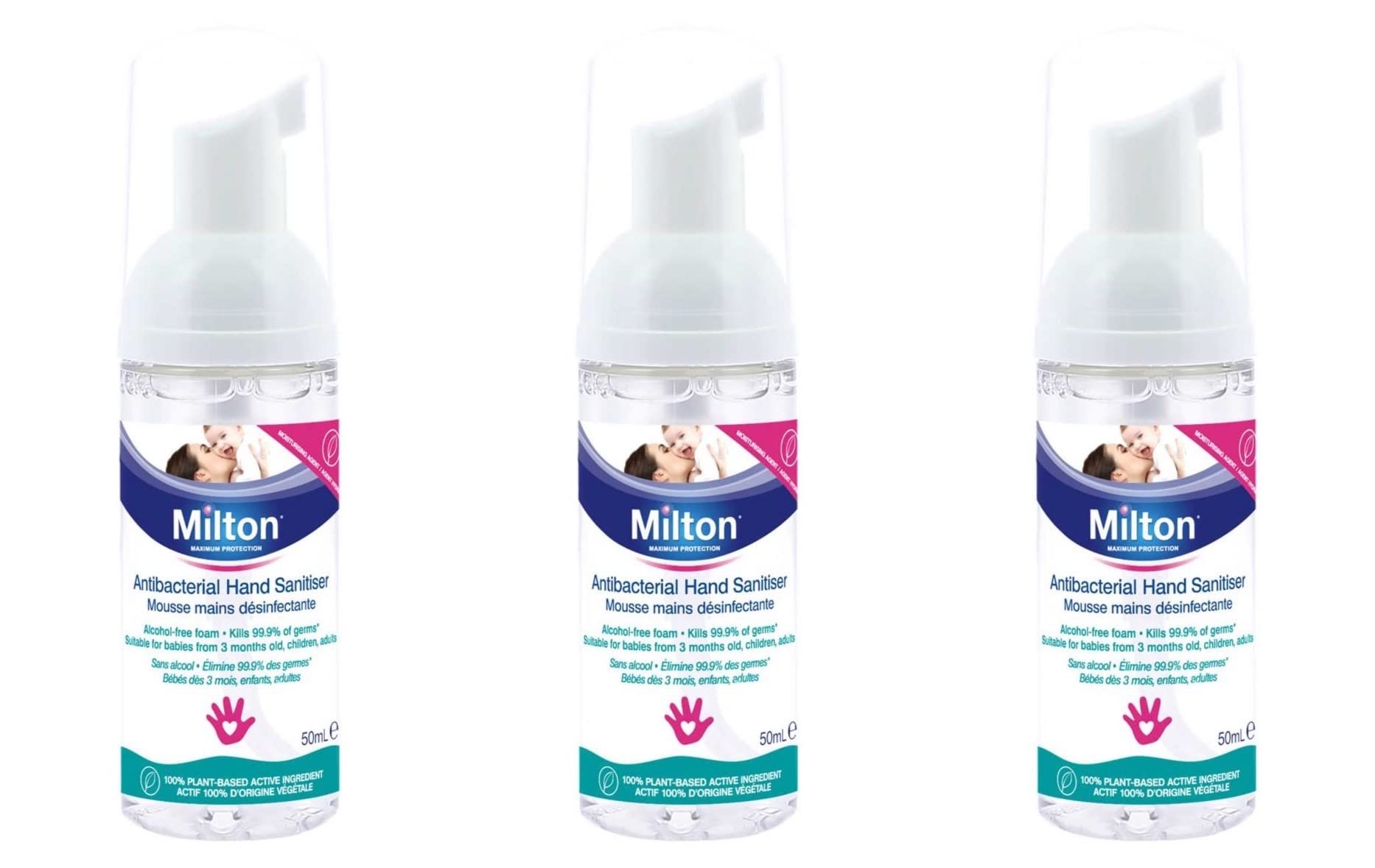 Happy Bees Bundle Milton Hand Sanitiser Antibacterial Mousse 50 ml (3 Pack)