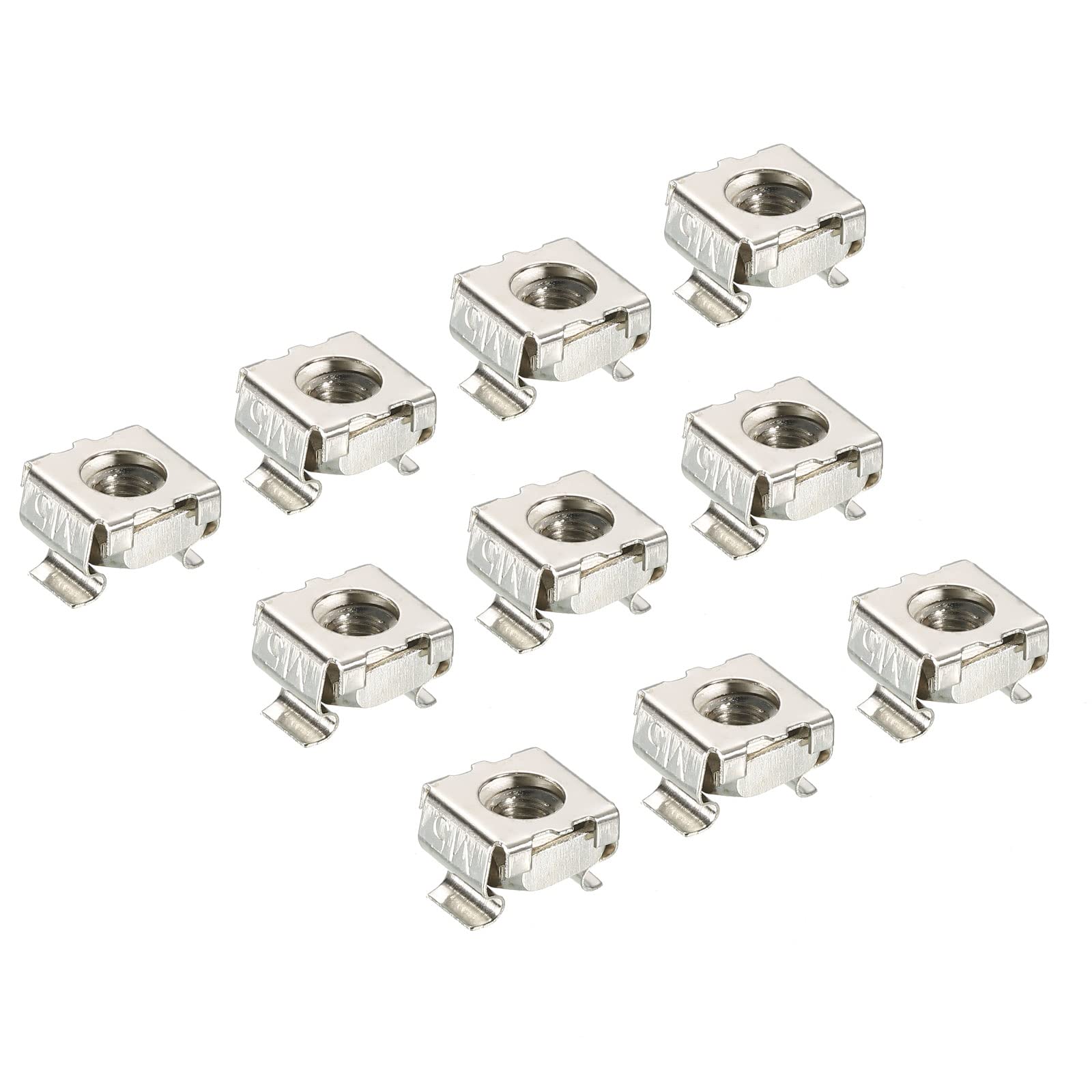 PATIKIL M5 Cage Nuts Carbon Steel Nickel Plated for Server Rack Cabinets, Silver Tone Pack of 30