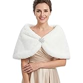 TWINKLEDE White Faux Fur Shawl Stole Scarfs Wedding Winter Fur Shawls and Wraps for Bridal (US, 2-12)