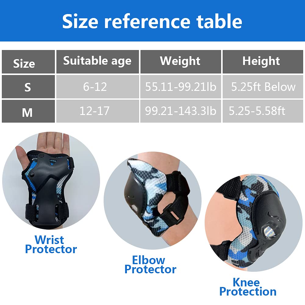 TEAYTIS Kids knee pads, elbow pads teenagers Protective Gear Set 6 Pack for Rollerblading Skateboard Cycling Skating Bike Scooter Riding Sports (Small): Industrial & Scientific