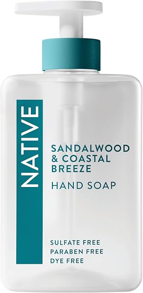 Native Liquid Hand Soap, Sandalwood & Coastal Breeze Scent, Non-Drying Formula for Soft, Smooth Hands, Made with Plant-Based