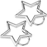Isslly 2 PCS Star Carabiner, Zinc Alloy Heavy Duty Star Shaped Keychain Clip with 2 Sizes, Carabiner Clip for Camping, Hiking, Fishing