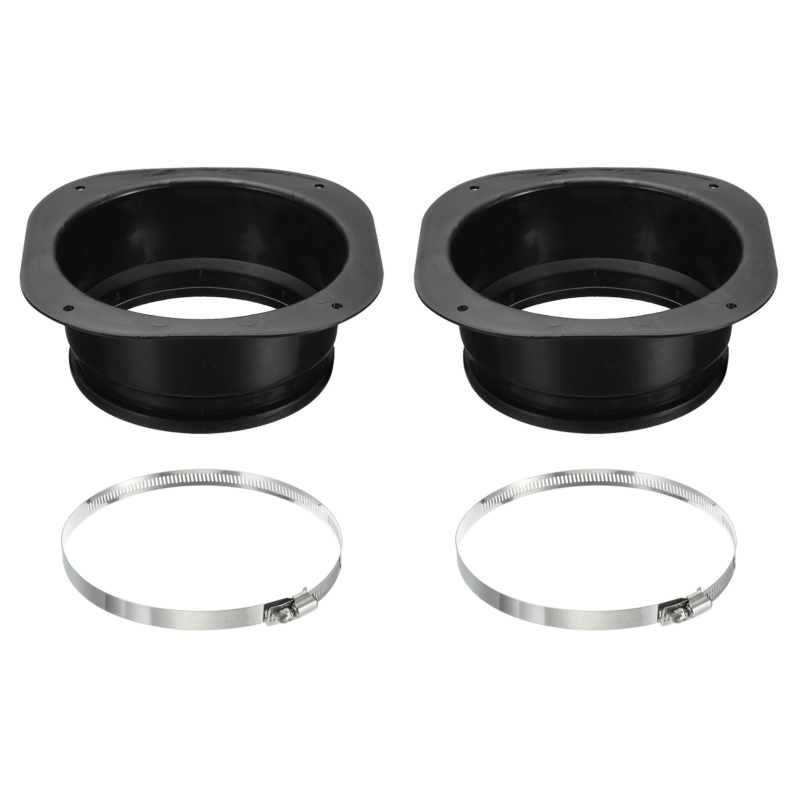 PATIKIL 6" Duct Connector Flange, 2 Pack Dryer Vent Wall Plate Square to Round Straight with Clamp for Air Heating Cooling Ventilation Exhaust Fan, Black