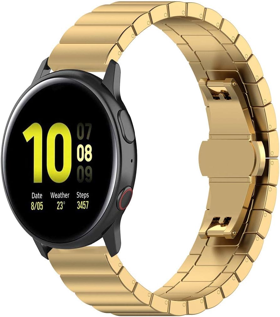 Amazon Com Metal Bands Compatible With Samsung Galaxy Watch Active 2 Fundiscount 20mm Stainless Steel Replacement Bracelet Wristband Strap Compatible With Galaxy Watch Active2 40mm 44mm Gold
