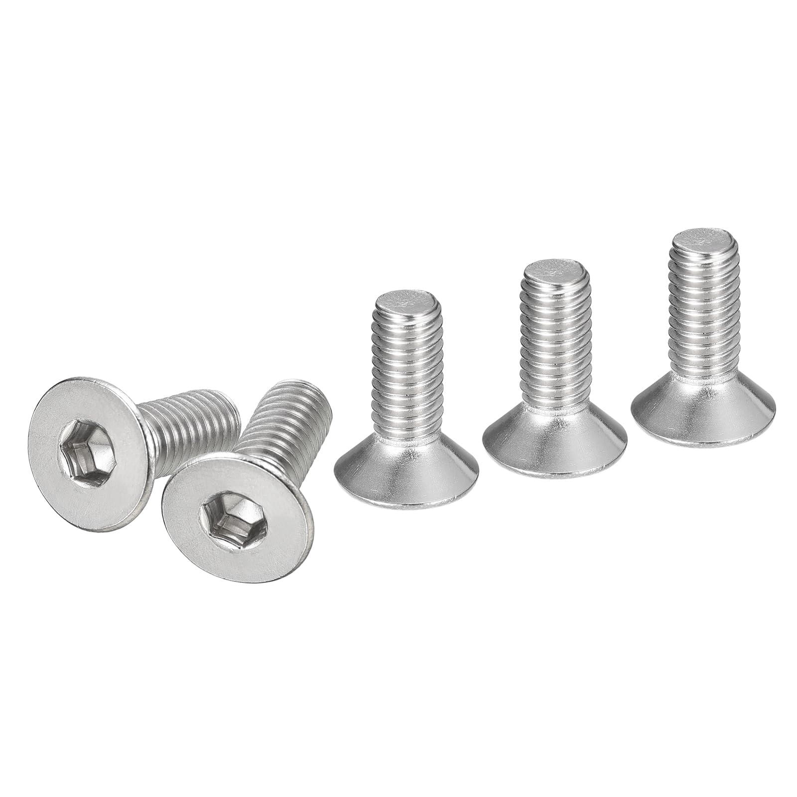 DTGN M6-1 x 16mm Flat Head Socket Cap Screws, 50 Pack 304 Stainless Steel Hex Socket Flat Head Screws, Full Thread, Countersunk Bolts