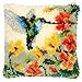 Beyond Your Thoughts DIY Latch Hook Kits Cute Hummingbird Pillow Cover Pattern Printed Crochet Needlework Crafts for Kids Adults and Beginners Family Decoration 16.5 * 16.5 in ZD743