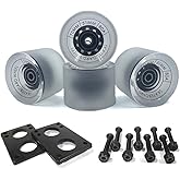 LOOEEL 70mm Longboard Wheels 80A Contains ABEC-9 Bearings and Spacers,Skateboard Riser Pads,Skateboard Hardware Screws Bolts,fit for Your Longboard Skateboards.-Transparent Frosted