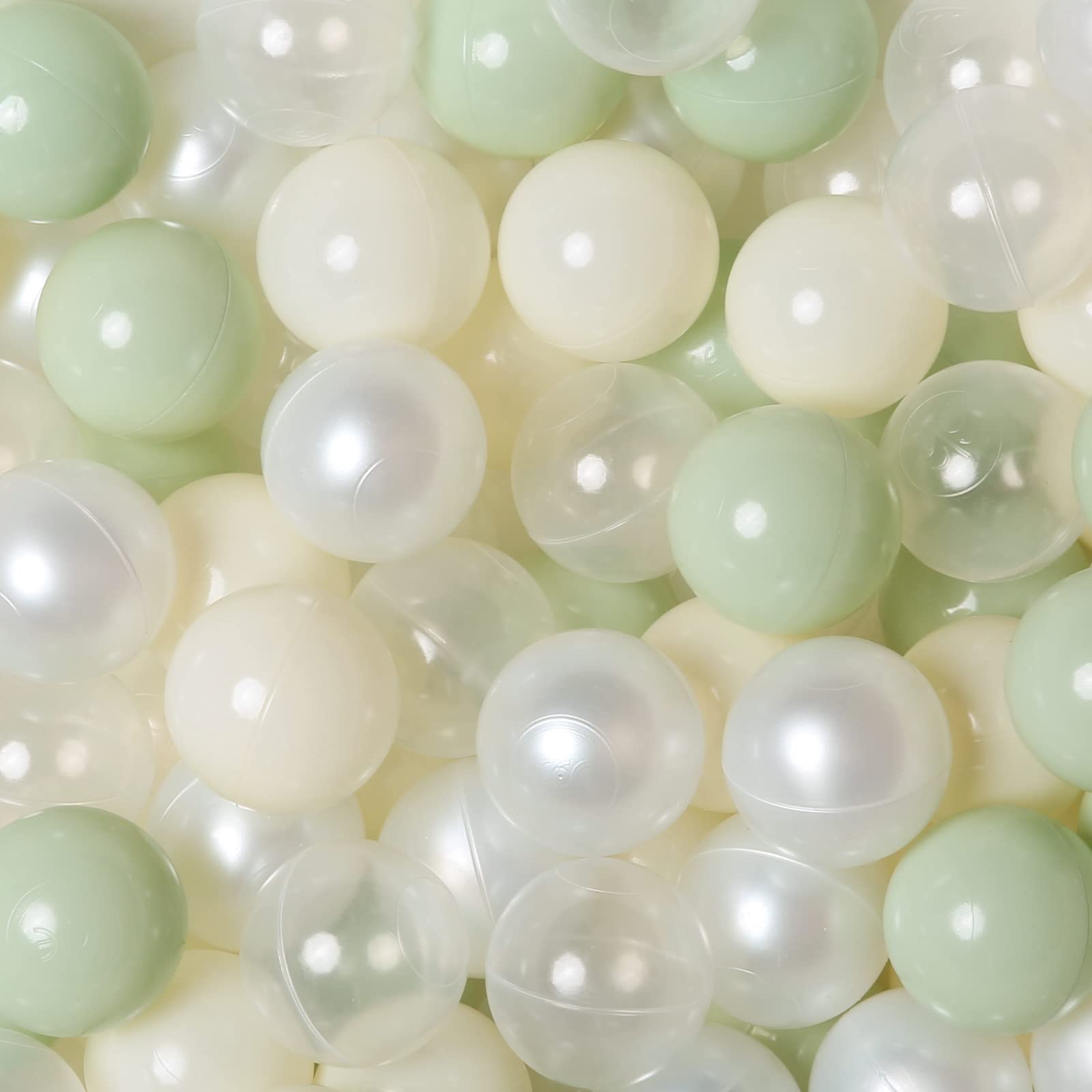 Photo 1 of TRENDPLAY Plastic Balls for Ball Pits 2.4 Inch, Pack of 100 Hollow Balls, Perfect for Toddler Baby Pools,Party,Festival Decoration, Green+Beige+Pearl White