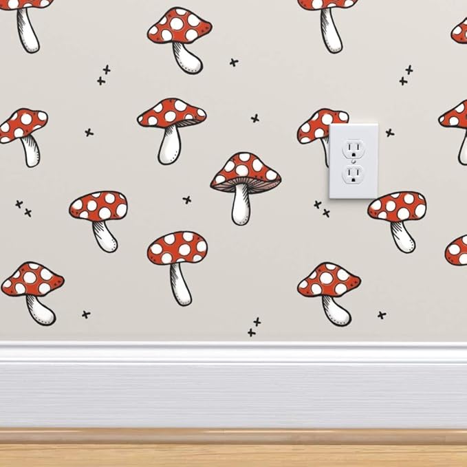 picture Indie Kid Wallpaper Mushroom spoonflower peel and stick removable