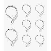 925 Sterling Silver Leverback Earrings Hooks - 8 Pcs Hypoallergenic Earrings Leverback French Hooks - Dangle Hooks French Huggie Hoop Sterling Silver Findings Supplies for Jewelry Making