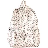 PORRASSO Backpack Casual Daypack Women Lightweight Rucksack Large Nylon Bookbag for Travel Daily Use White B