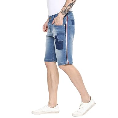 side stripe denim shorts