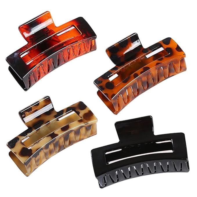 Anjetan Hair Claw Clips Acrylic 4PCS Modern Nonslip Decorative Hair Jaw Clips Hair Catch