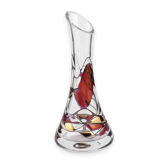 Quality Rubin-Mosaik-/Blumen-Vase, Glas, mundgeblasen, handdekoriert, Rubin-Hochzeit/40. Hochzeitstag, 16 cm