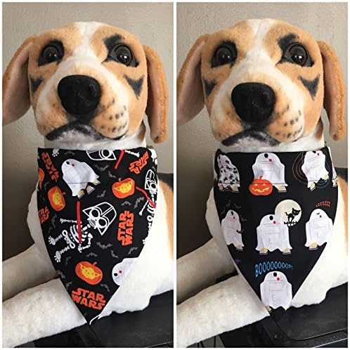Halloween Reversible Pet Bandana Star Wars R2-D2 Yoda Darth Vader Over The Collar Dog Cat