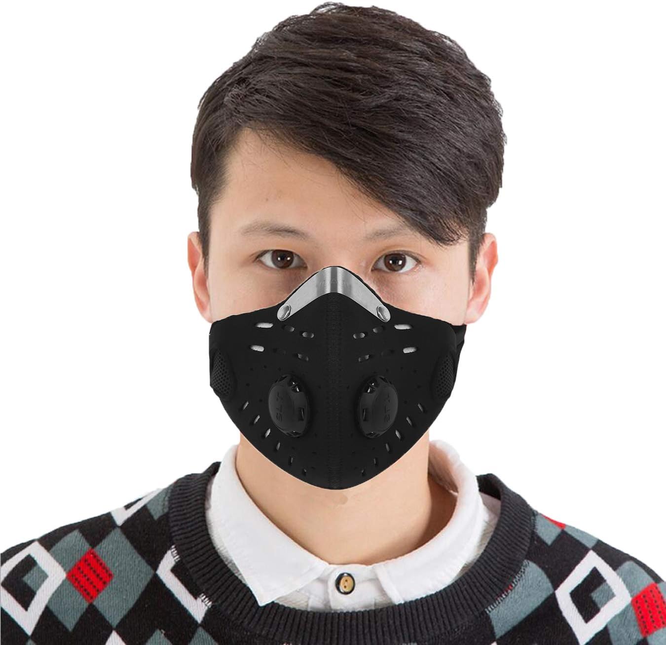 Safety Dust Mask Washable Reusable Riding Bike Breathing Mask Respirator Air Filter Biking Gauze Mask Activated Carbon Dustproof Mouth Mask for Cycling, Motorcycle, Running (Black)