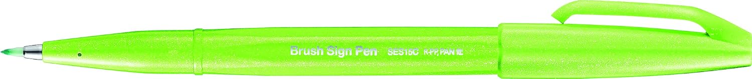 Pentel Brush Sign Pen SES15C-12, Fibre-Tip Pen, Brush-Like Tip Pochette de 6 pastel, 6 count (Pack of 1) - Image 4