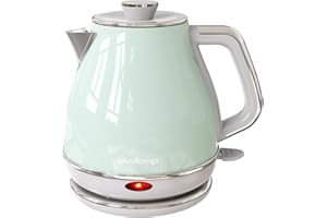 Evoloop Electric Tea Kettle, 1500W /1.0L Hot Water Boiler Heater Pot, Retro Small Electric Kettle, 100% Stainless Steel BPA Free Electric Teapot, Auto Shut-Off & Boil-Dry Protection
