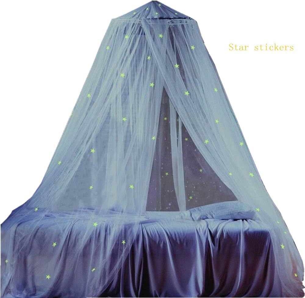 Ledyoung Mosquito Nets with Lights Bed Canopy Netting Outdoor Holiday Travelling, White