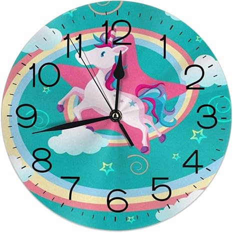 Amazon 掛け時計 壁掛け時計 可愛い 幻獣 ユニコーン 一角獣 虹032 連続秒針 サイレント コンパクウォールクロック 静音 簡単 デジタル 北欧 電池式 部屋装飾 置き時計 掛け時計 オンライン通販