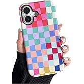 Longlayss Compatible with iPhone 17 Case(6.3") with Cute Colorful Checkered Pattern, Shockproof Slim TPU and Hard PC Protective Phone Case for Women Girl Men - Colorful 1