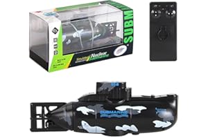 NEXTAKE Remote Control Submarine Simulated Nuclear Submarine Model Toy Bathtub Fishtank SUB Toy Surface and Dive Pigboat Water Toy RC Submarine Toy (Black)