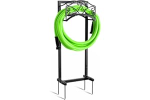 Gardguard Garden Hose Holder Thick Metal Freestanding Detachable Water Decorative Storage Heavy Duty Organizer For Outdoor Yard Black