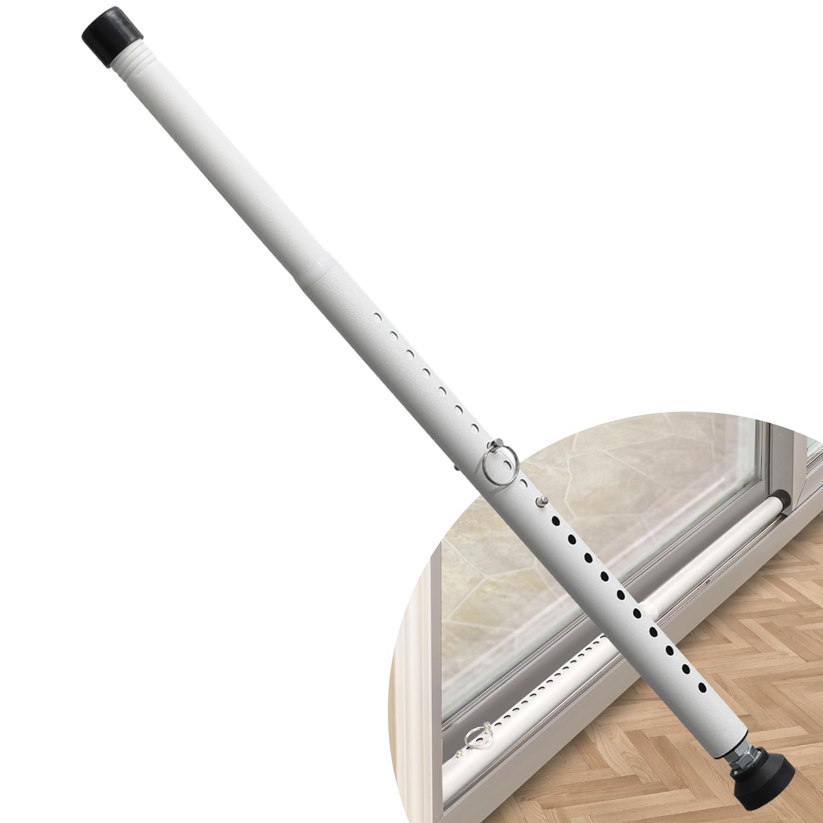 Photo 1 of DIIG Sliding Door Security Bar, 17.7-50.5inch Heavy Duty Adjustable Sliding Patio Door Lock Bar with Rubber Tips,Diameter 1inch Window Security Bar for Home Apartment Travel Children Women (White)