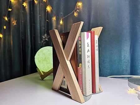 Amazon Sunren 本立て 木製 本棚 卓上 ブックスタンド 書類 収納 X型 ブックエンド 本立て 文房具 オフィス用品