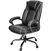 OUTFINE Office Chair Executive Office Chair Desk Chair Computer Chair with 5-Year hydrolysis-Resistant Leather Spring Cushion Ergonomic Support Tilting Function Upholstered in Bonded Leather Black