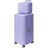 QIMER Large capacity Luggage Sets 2 Piece, Checked Luggage with Cup Holder, Polycarbonate Hard Case luggage with Spinner Wheels,TSA Lock, Lightweight Durable Travel Suitcase for Men Women Purple