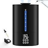 Coolfiqu 6L Warm &amp; Cool Mist Humidifiers for Bedroom,Large Room,Plants | Quiet Top Fill Ultrasonic Humidifier,Essential Oil Diffuser, Auto Humidity Control,Hot Mist Desk Humidifiers,360&deg; Nozzle