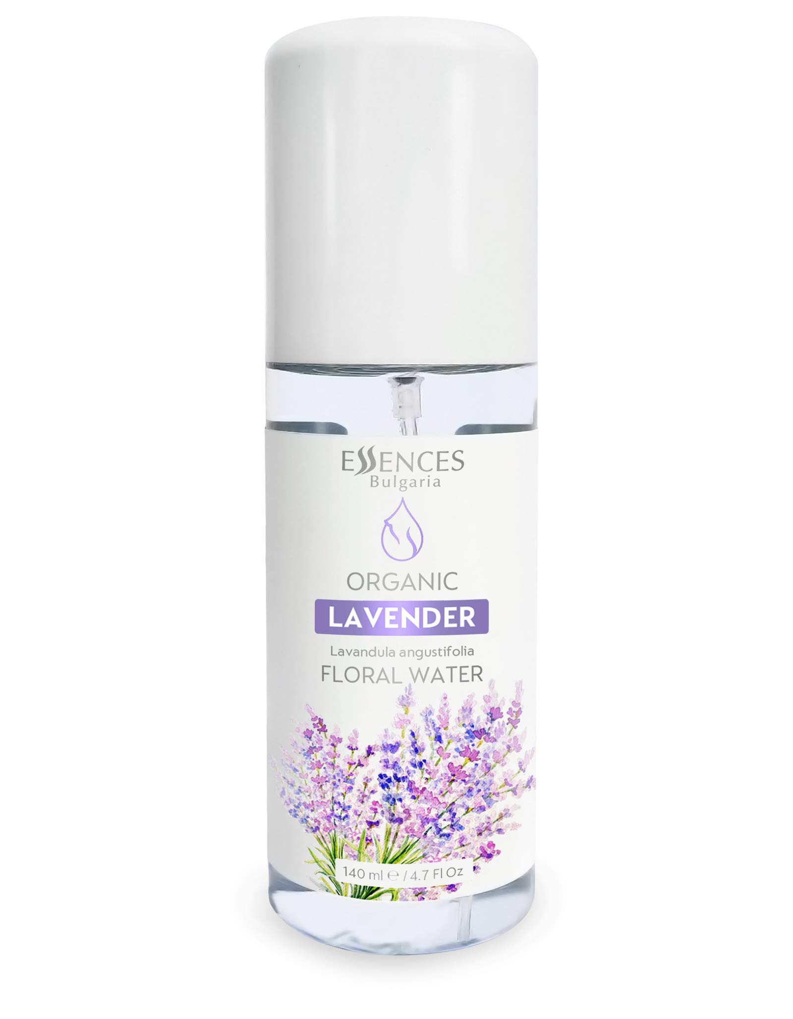 Essences Bulgaria Organic Lavender Floral Water 140ml | For Oily, Acne Prone Skin | Balancing Facial Toner | Soothing Dandruff and Itchy Scalp | Excellent Aftershave | Alcohol-Free | Cruelty Free