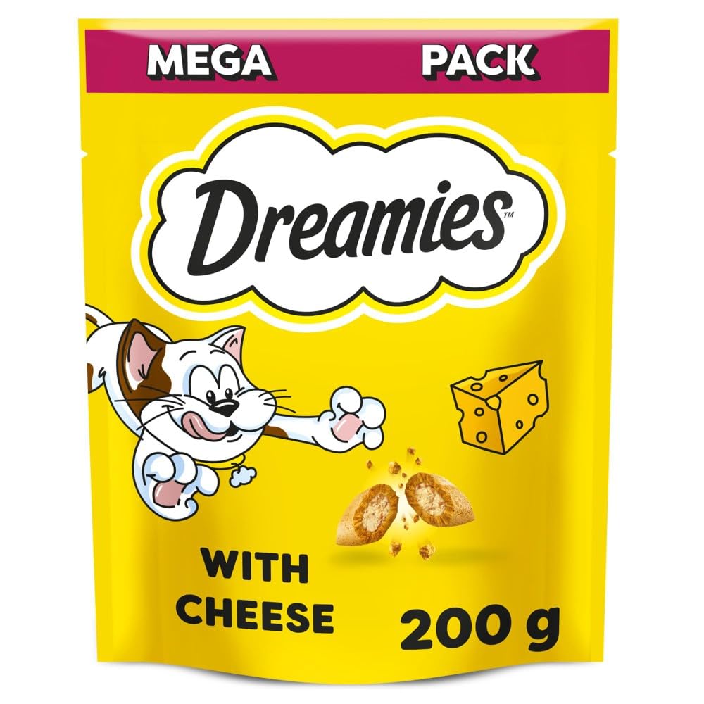 Dreamies Mega Pack Cat Treats, Tasty Snacks with Delicious Cheese, 6 Pouches of 200 g