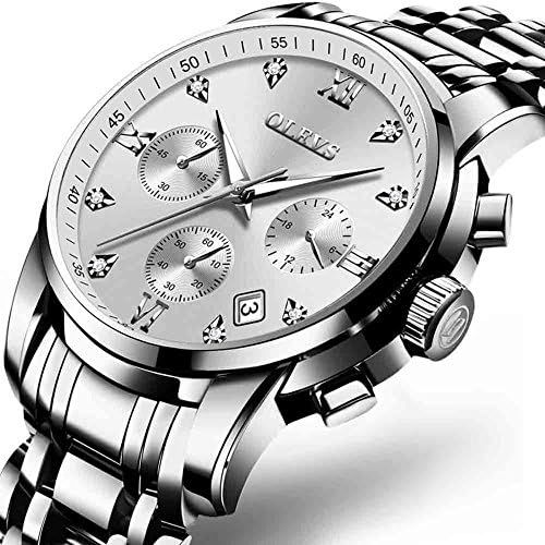 OLEVS Fashion Mens Sport Watches Auto Date Business Wristwatch Alloy Case Men Stainless Steel Quartz Watch Man Clock Hour Calendar Water Resistant Wrist Watches Luminous 2018