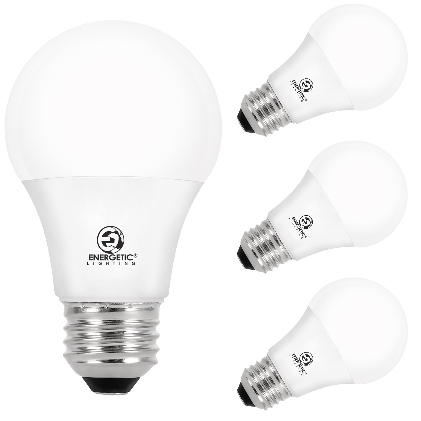 Photo 1 of ENERGETIC SMARTER LIGHTING A19 LED Bulbs 60 watt Equivalent, Cool White 4000K, E26 Medium Base, Non-Dimmable LED Light Bulb, UL/ETL Listed, 4-Pack