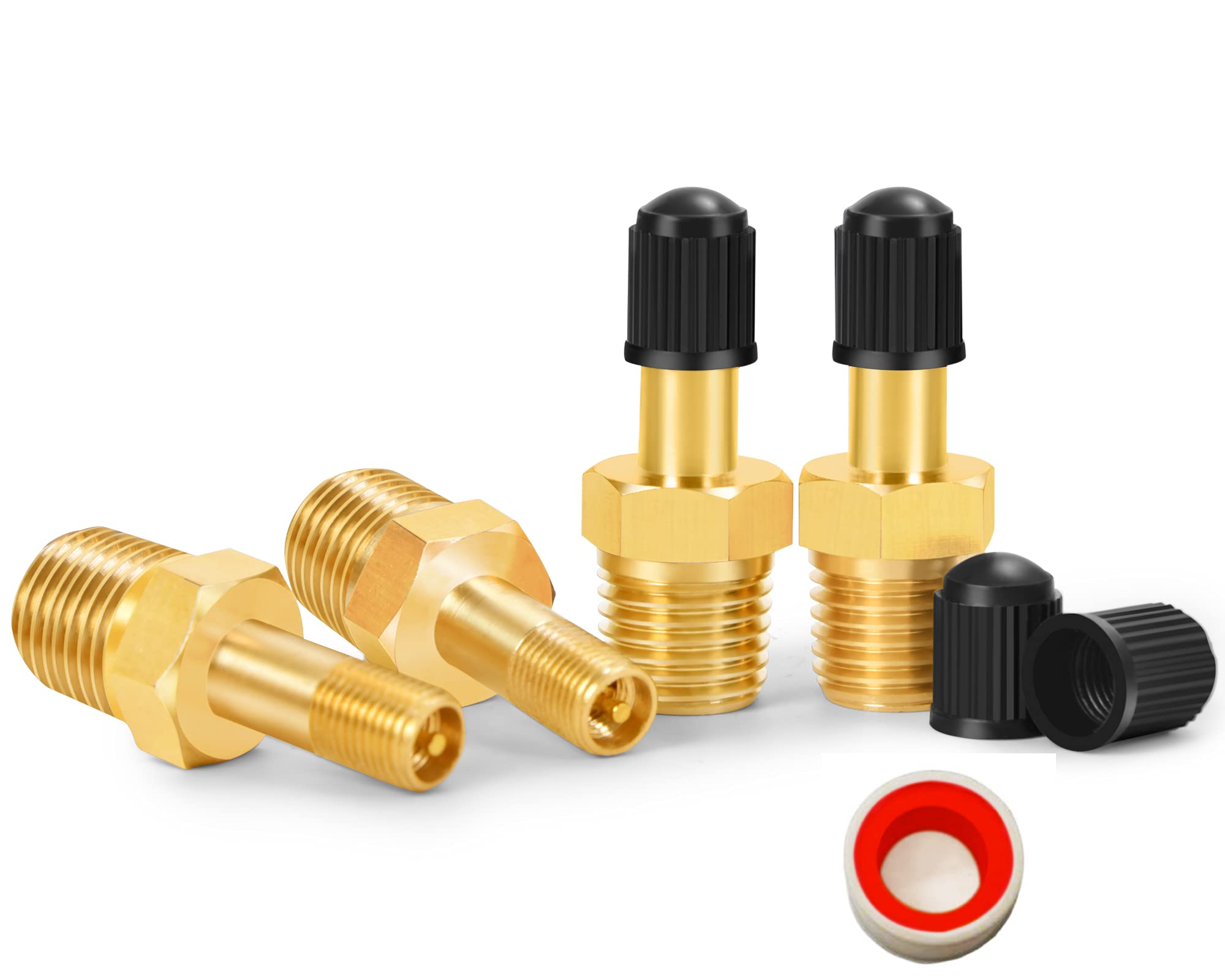 Photo 1 of GODESON 1/4" NPT Tank Valve, Anti-Corrosion Brass Schrader Valve with 1/4" Male NPT,Using with Air Compressor Tanks(Pack of 4)