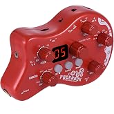 summina Distortion Pedal Guitar Multi-effects Processor Effect Pedal Guitar Effects Pedal 15 Effect Types 40 Drum Rhythms Tuning Function with Power Adapter (red)