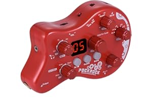 summina Distortion Pedal Guitar Multi-effects Processor Effect Pedal Guitar Effects Pedal 15 Effect Types 40 Drum Rhythms Tuning Function with Power Adapter (red)