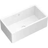 SHAWS CLASSIC MODERN APRON FRONT FIRECLAY KITCHEN SINK IN WHITE 33" X 18" X 11 3/16" SINGLE BOWL WITH CENTER DRAIN