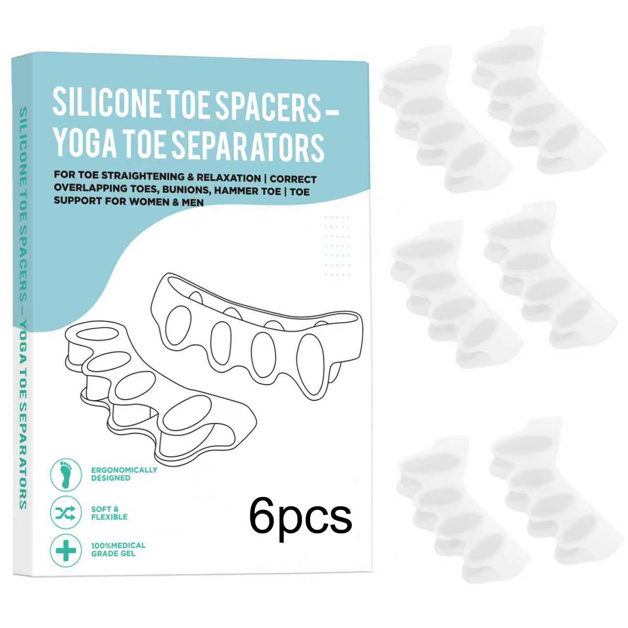 Photo 1 of 4 Pcs Silicone Toe Spacers – Correct Overlapping Toes, Bunions, Hammer Toe