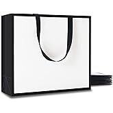 YACEYACE Black and White Gift Bags with Ribbon Handles Bulk, 10Pcs 12.5"x4.5"x11" White and Black Gift Bag,Large Gift Bags for Wedding,Party,Shopping