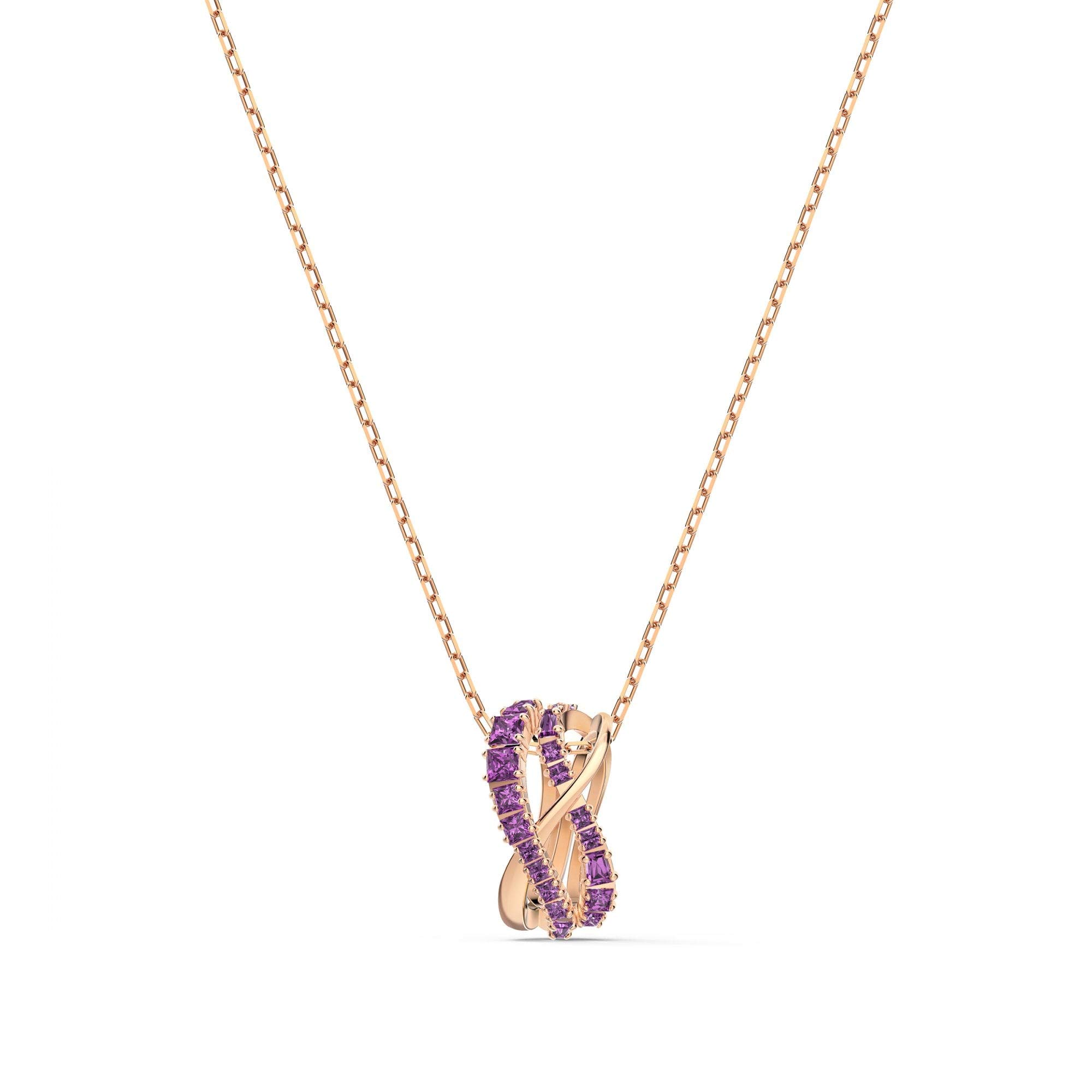 Swarovski Twist Rows Pendant, Purple, Rose-gold tone plated