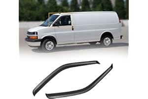 CMVT Auto Window Visors for Chevrolet(Chevy) Express/GMC Savana 1996-2023, Rain Guards Shield Vent Shade Deflector Dark Smoke for GMC Topkick C4500 C5500 03-09/ Chevy Kodiak 03-09, Tape-On, 2PCS