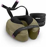 Cabeau Slim TNE-S3 Deluxe Luxury Travel Neck Pillow for Airplanes with Patented Seat Strap and Head Hold Technology (Olive)