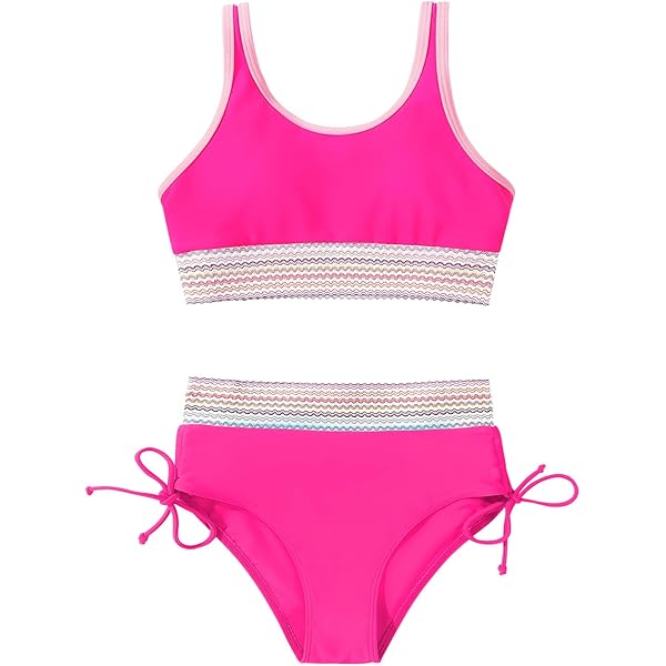 Milumia Girl's 2 Piece Bikini Set Spaghetti Strap Wrap V Neck Knit Swimsuit - Product Details